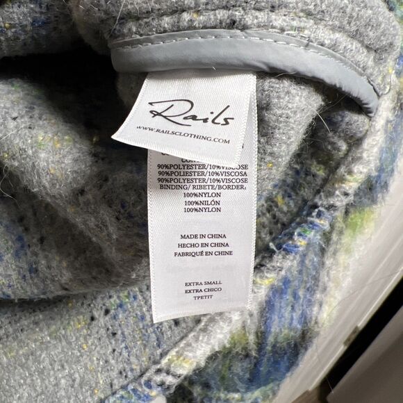 Rails Turner Plaid Oversize Shirt Jacket in Cobalt Lime Smoke women’s size XS - Picture 5 of 8